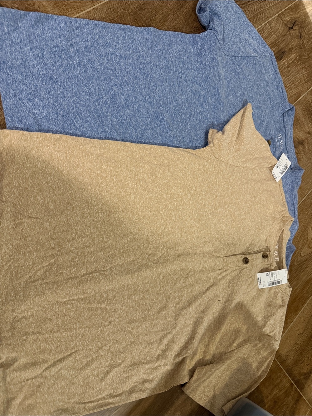 The Children's Place Heathered Blue & Tan Short Sleeve Tee Set